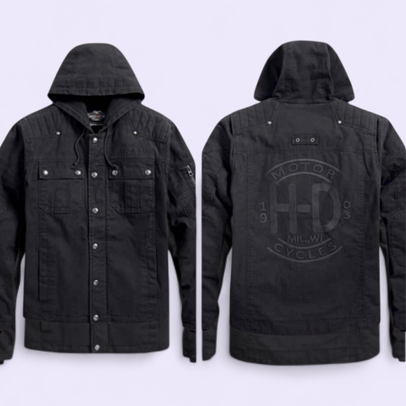 Harley-Davidson Other - Harley Davidson 97429 Grind Hooded Workwear Black Casual Jacket  Men Size 3XL